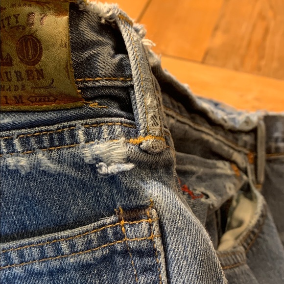 POLO Men’s Ralph Lauren Jeans 40x32 Slim Straight 018 GUC Fraying/Holes See Pic - Picture 14 of 16